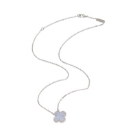 Van Cleef & Arpels White Gold Chalcedony Vintage Alhambra Pendant bv