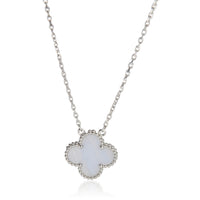 Van Cleef & Arpels White Gold Chalcedony Vintage Alhambra Pendant fv