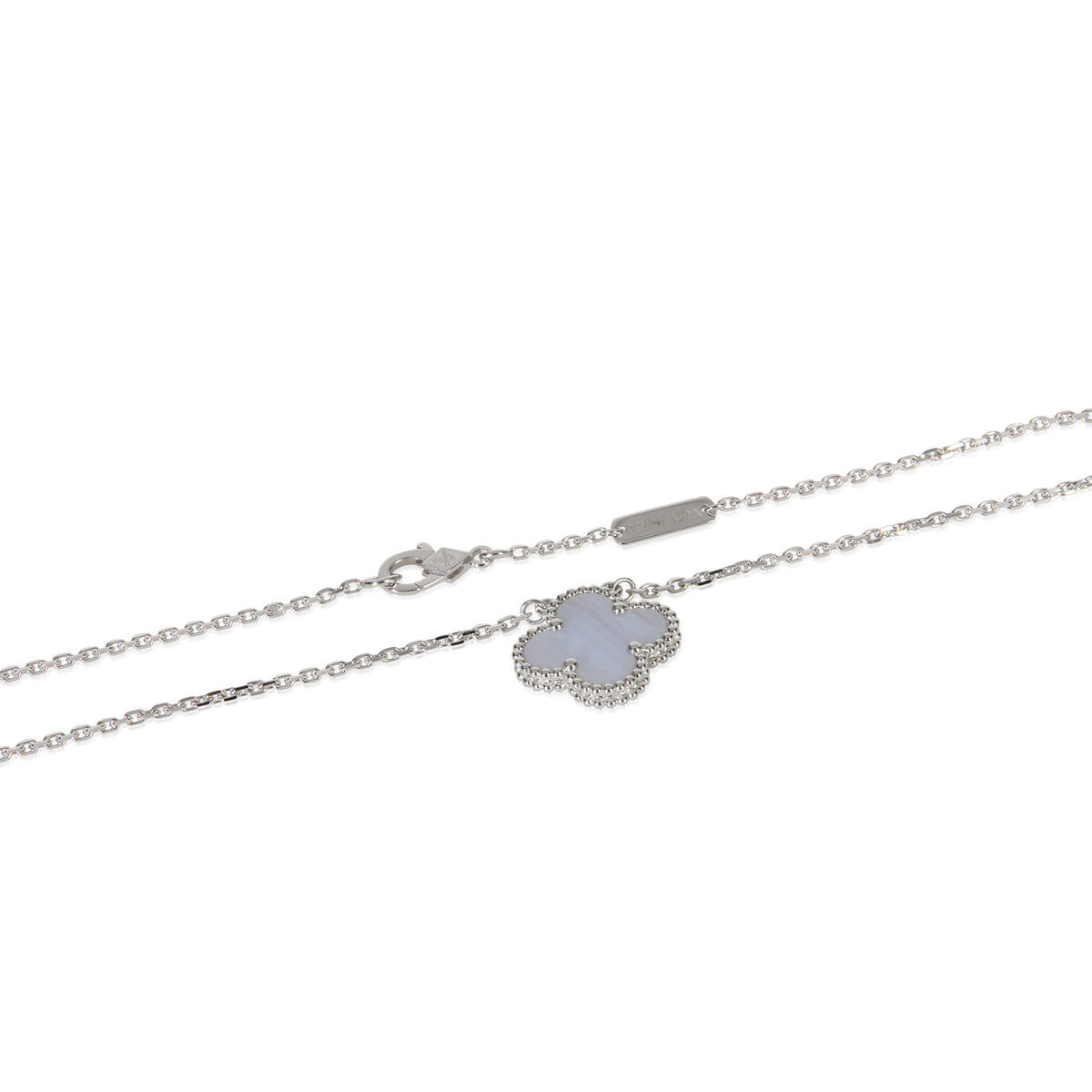 Van Cleef & Arpels White Gold Chalcedony Vintage Alhambra Pendant sv