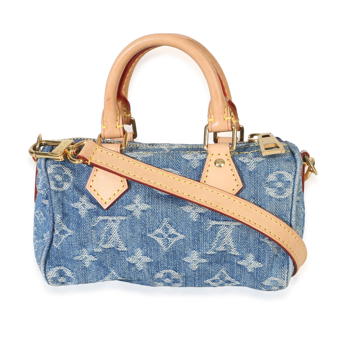 Louis Vuitton Blue Monogram Denim Nano Speedy Handbag bv