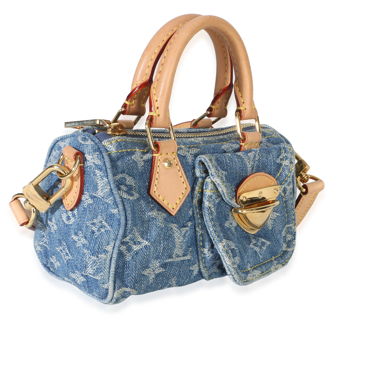 Louis Vuitton Blue Monogram Denim Nano Speedy Handbag pv
