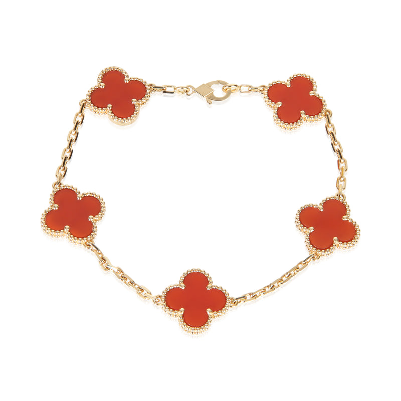 Van Cleef & Arpels Yellow Gold Carnelian Vintage Alhambra Bracelet fv