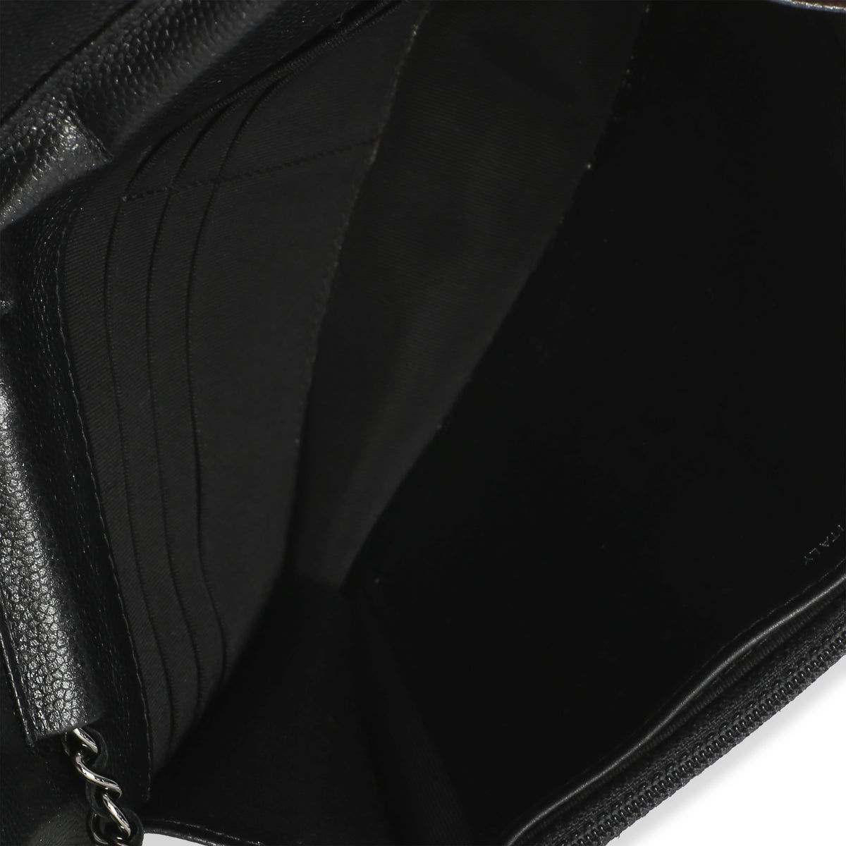 Chanel Black Iridescent Quilted Caviar Classic Wallet On Chain Handbag ad1