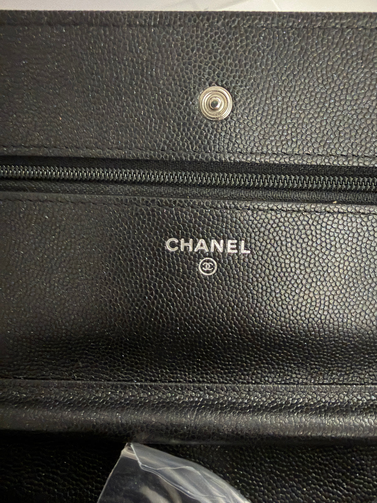 Chanel Black Iridescent Quilted Caviar Classic Wallet On Chain Handbag ad4