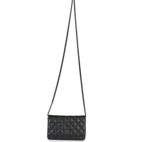 Chanel Black Iridescent Quilted Caviar Classic Wallet On Chain Handbag av