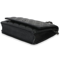Chanel Black Iridescent Quilted Caviar Classic Wallet On Chain Handbag box