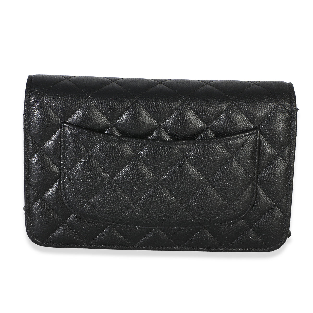 Chanel Black Iridescent Quilted Caviar Classic Wallet On Chain Handbag bv