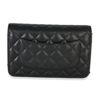 Chanel Black Iridescent Quilted Caviar Classic Wallet On Chain Handbag bv