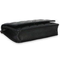 Chanel Black Iridescent Quilted Caviar Classic Wallet On Chain Handbag clasp