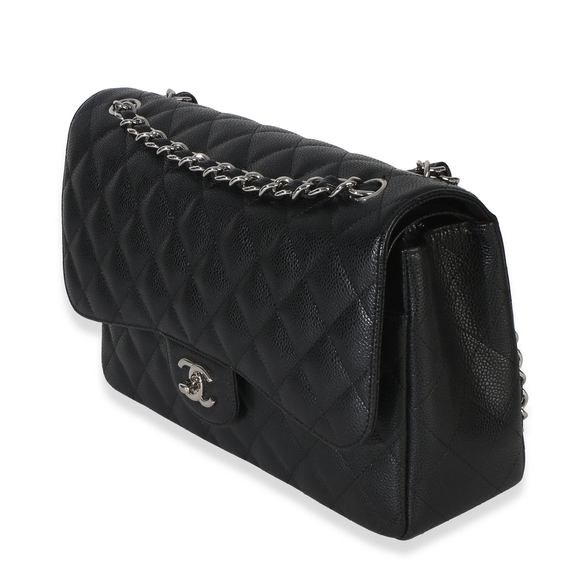 Chanel Black Quilted Caviar Jumbo Double Flap Handbag Handbag 2