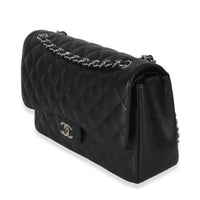 Chanel Black Quilted Caviar Jumbo Double Flap Handbag Handbag 2
