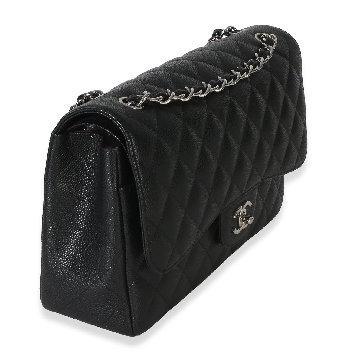 Chanel Black Quilted Caviar Jumbo Double Flap Handbag Handbag 3