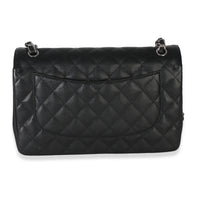 Chanel Black Quilted Caviar Jumbo Double Flap Handbag Handbag 4