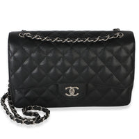 Chanel Black Quilted Caviar Jumbo Double Flap Handbag Handbag fv