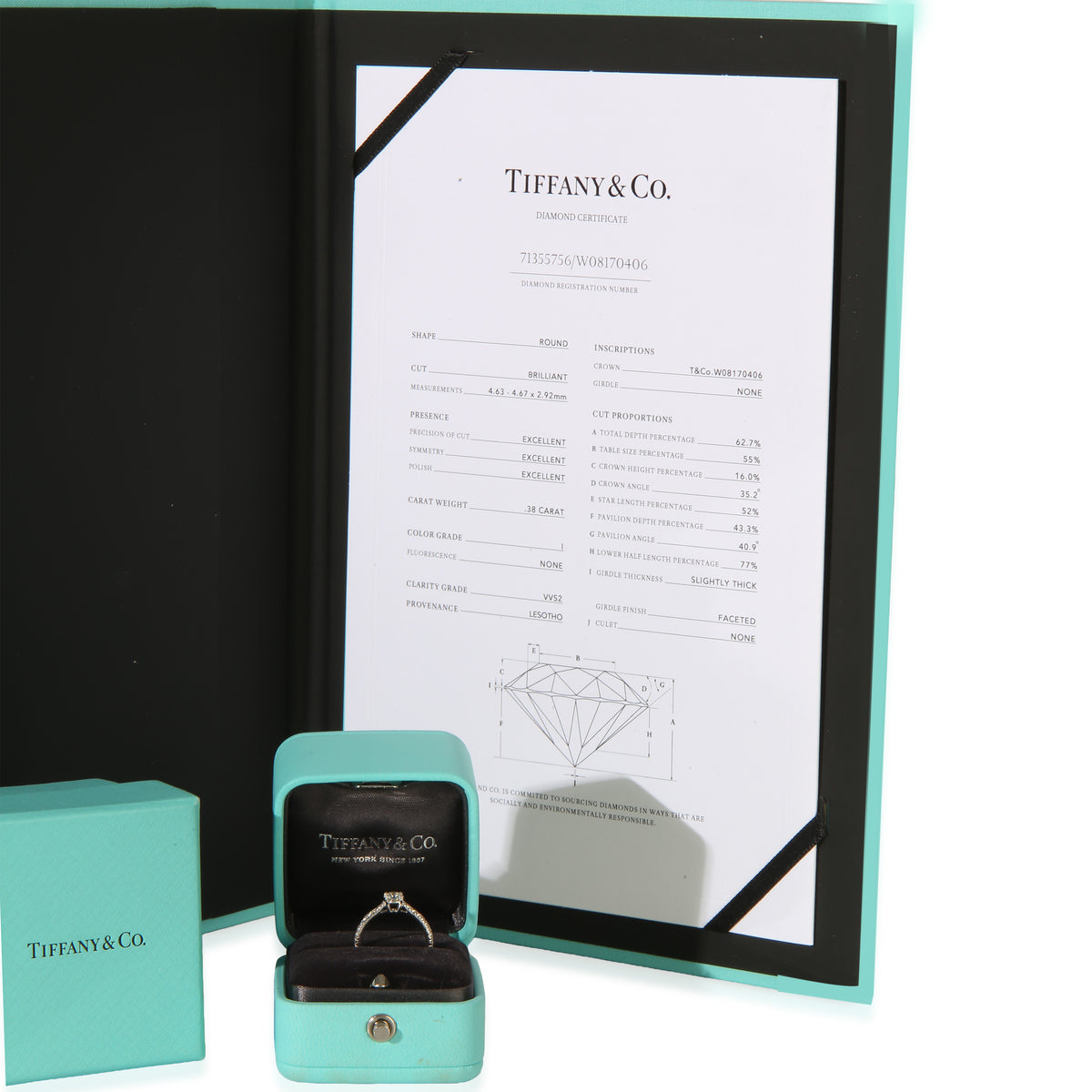 Tiffany & Co. 0.38 ct Round Brilliant Diamond Novo Engagement Ring box