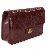 Chanel 25B Burgundy Quilted Patent Double Pocket Flap Bag Handbag 3
