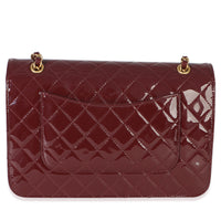 Chanel 25B Burgundy Quilted Patent Double Pocket Flap Bag Handbag 4