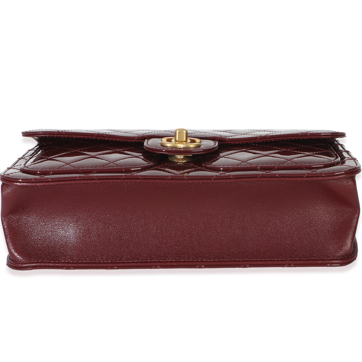 Chanel 25B Burgundy Quilted Patent Double Pocket Flap Bag Handbag 5
