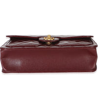 Chanel 25B Burgundy Quilted Patent Double Pocket Flap Bag Handbag 5