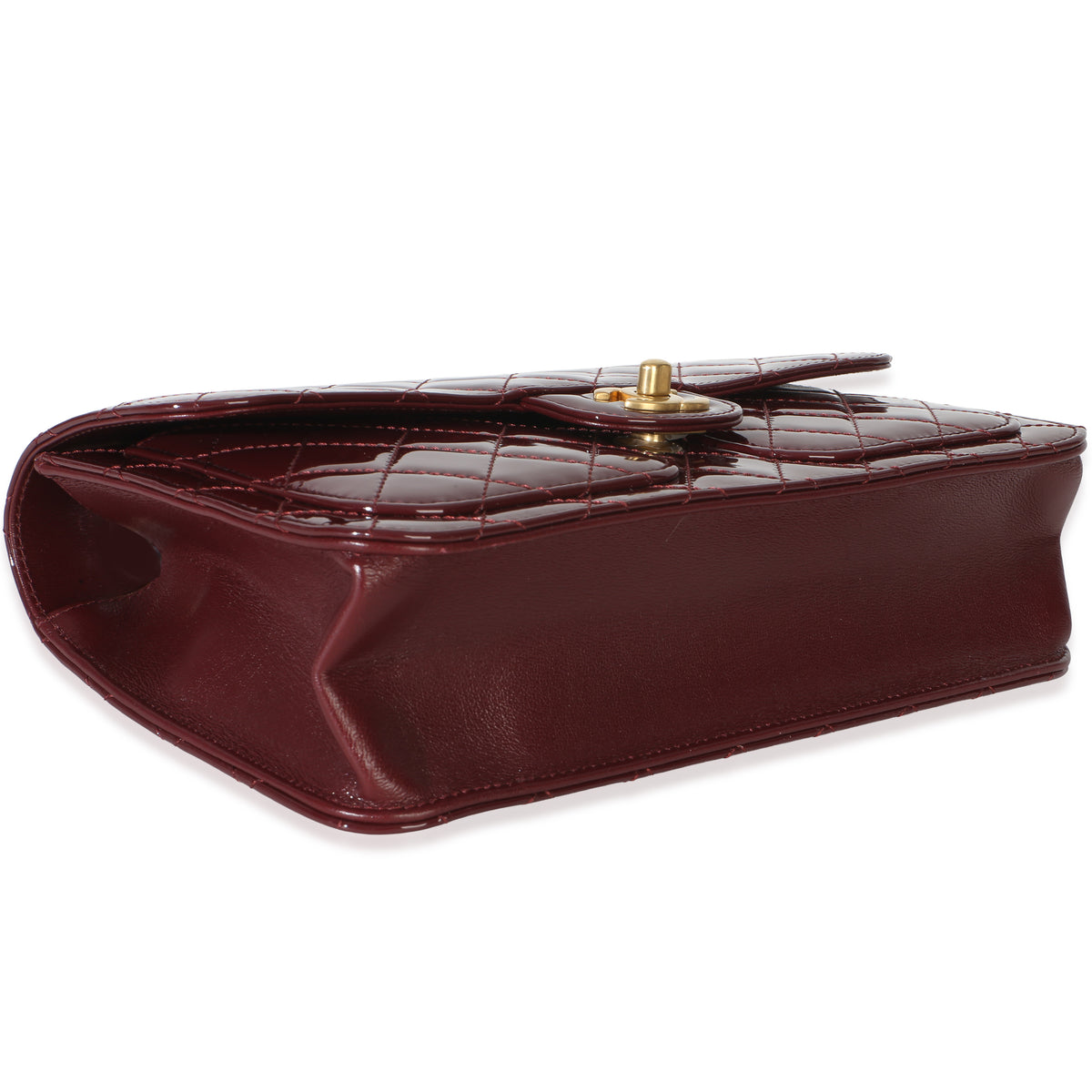 Chanel 25B Burgundy Quilted Patent Double Pocket Flap Bag Handbag 7
