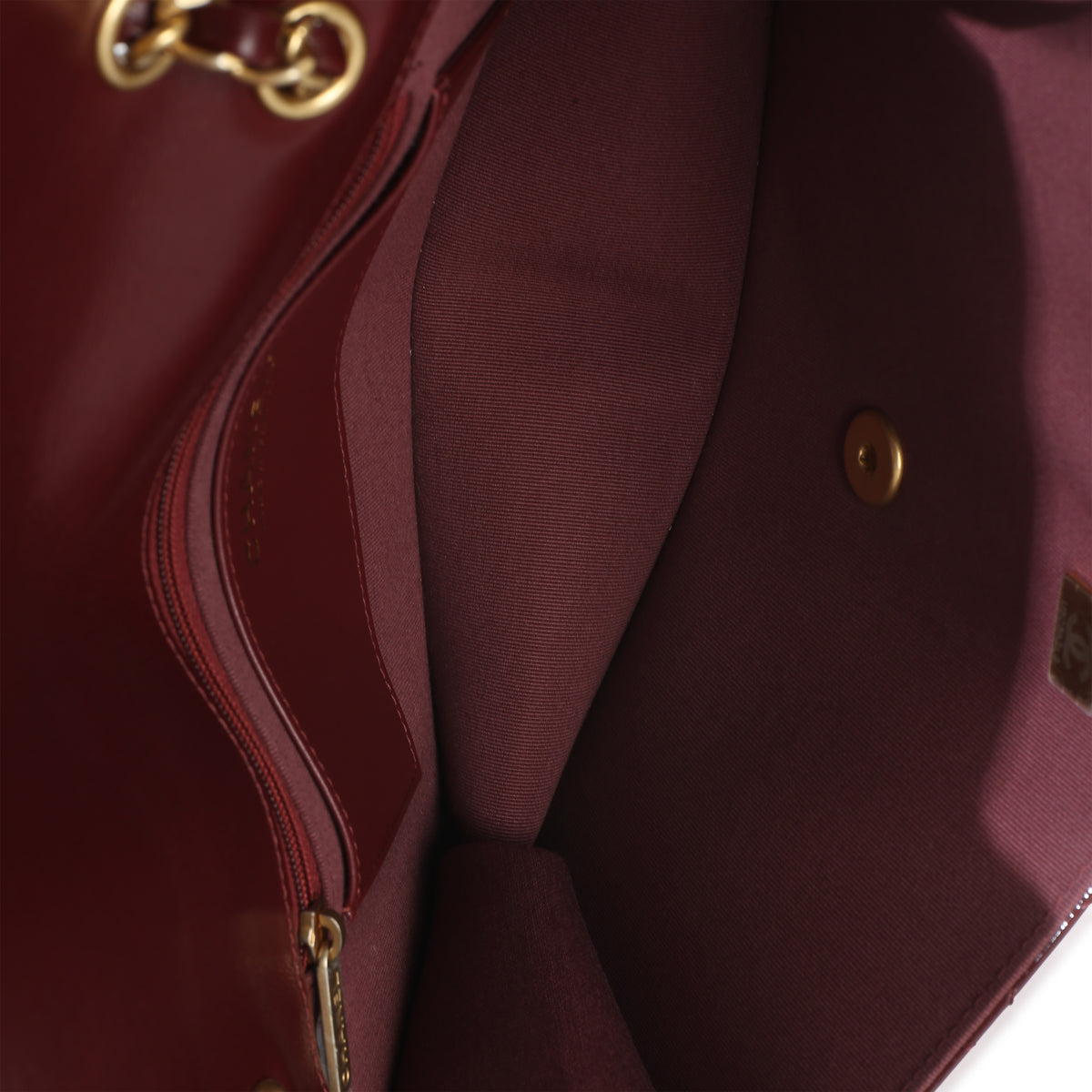 Chanel 25B Burgundy Quilted Patent Double Pocket Flap Bag Handbag 9