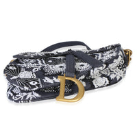 Christian Dior Blue Denim Beaded Butterfly Medium Saddle Bag Handbag 5