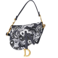 Christian Dior Blue Denim Beaded Butterfly Medium Saddle Bag Handbag id