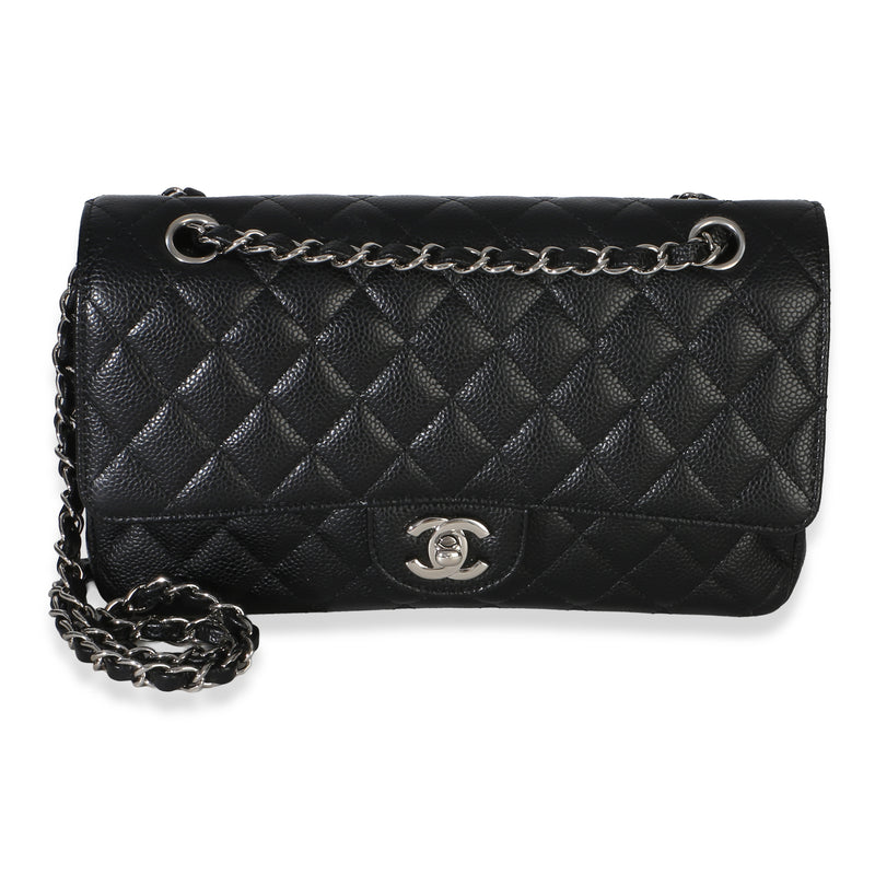 Chanel Black Quilted Caviar Medium Classic Double Flap Bag Handbag fv