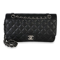 Chanel Black Quilted Caviar Medium Classic Double Flap Bag Handbag fv
