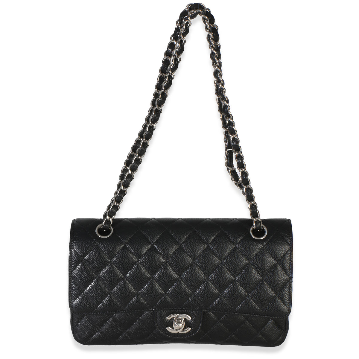 Chanel Black Quilted Caviar Medium Classic Double Flap Handbag Handbag 9