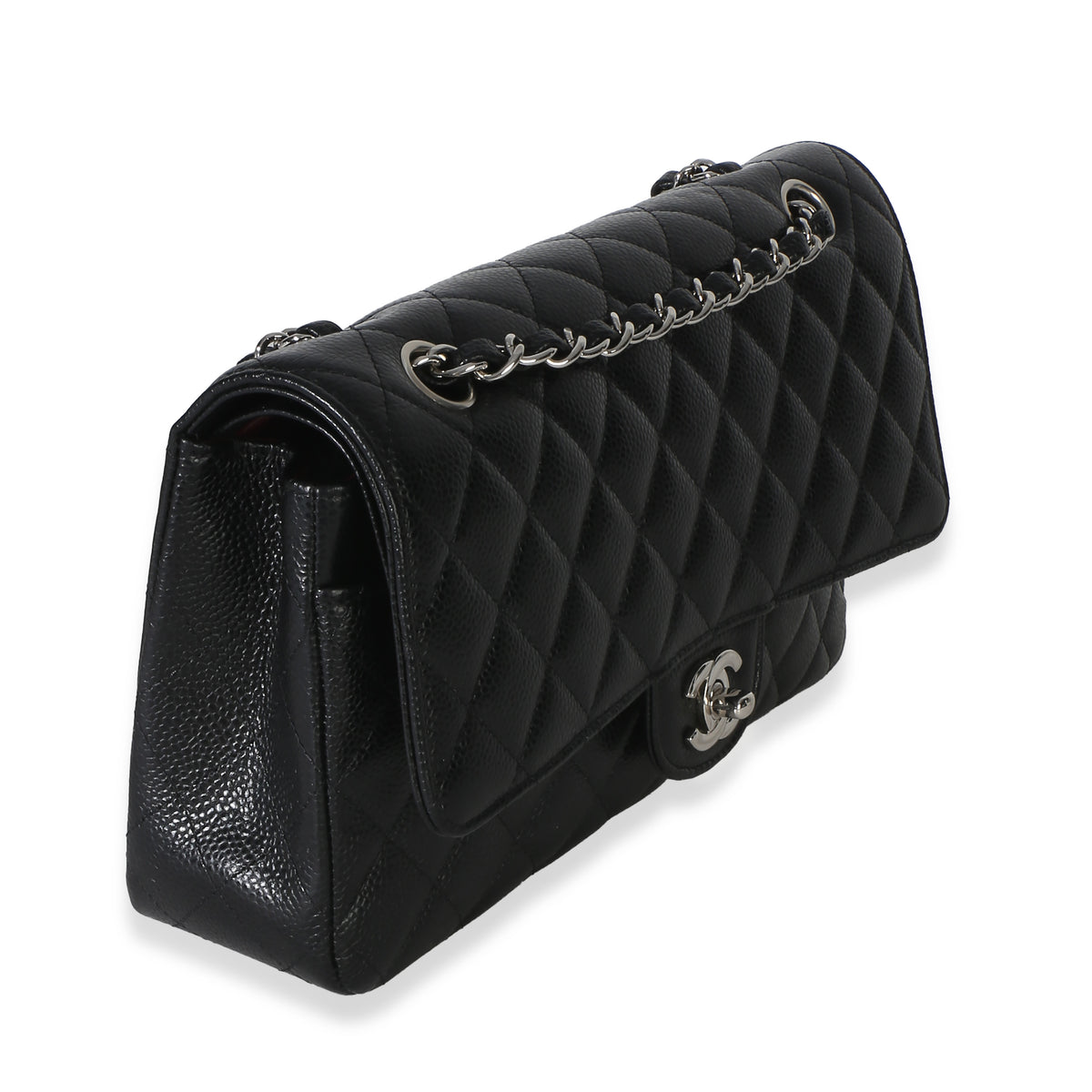 Chanel Black Quilted Caviar Medium Classic Double Flap Handbag Handbag 3