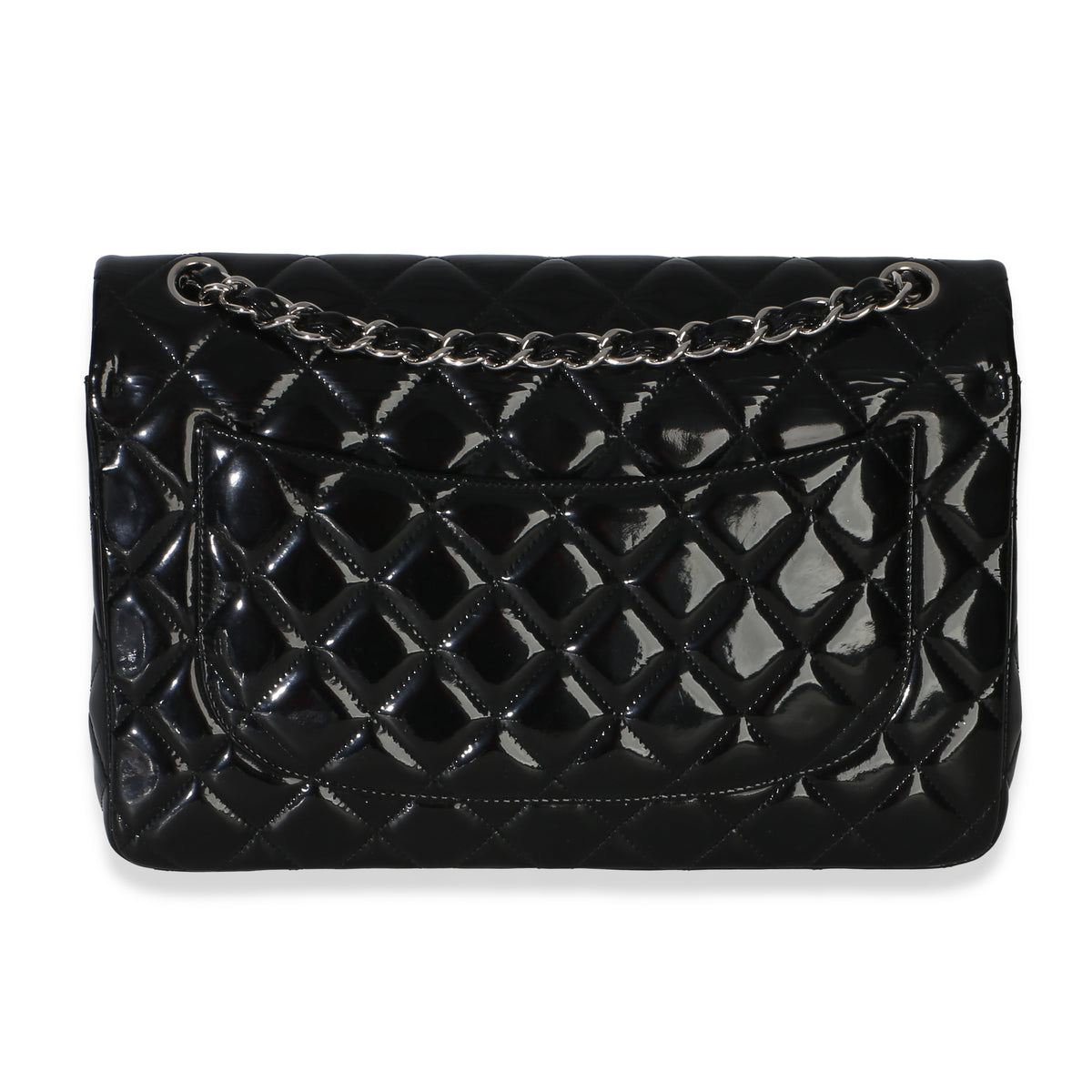 Chanel Black Quilted Patent Jumbo Classic Double Flap Bag Handbag 4