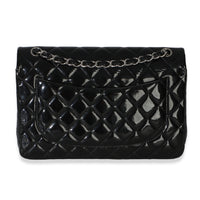 Chanel Black Quilted Patent Jumbo Classic Double Flap Bag Handbag 4