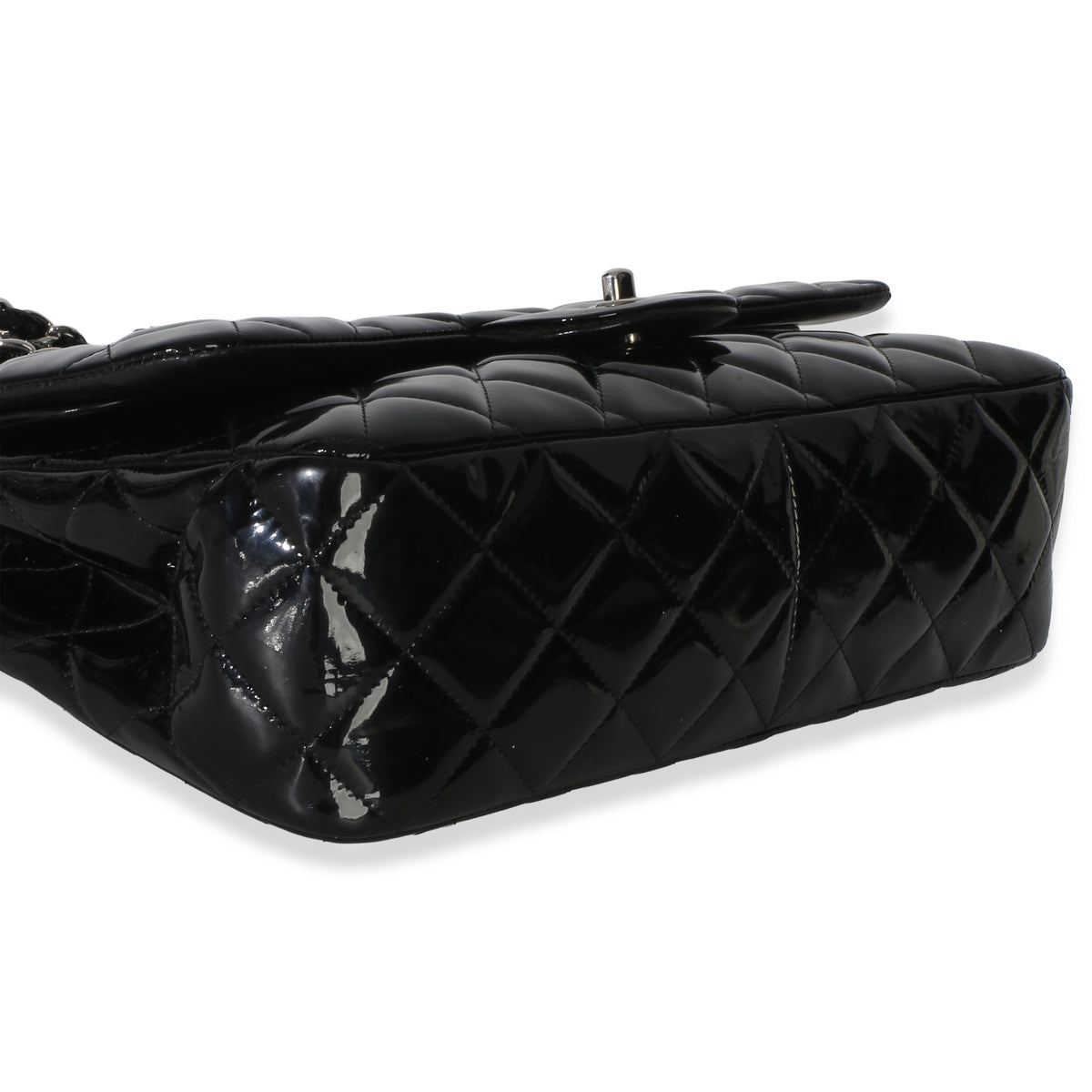 Chanel Black Quilted Patent Jumbo Classic Double Flap Bag Handbag 7