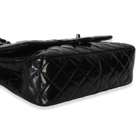 Chanel Black Quilted Patent Jumbo Classic Double Flap Bag Handbag 7