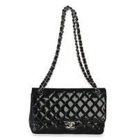 Chanel Black Quilted Patent Jumbo Classic Double Flap Bag Handbag 8