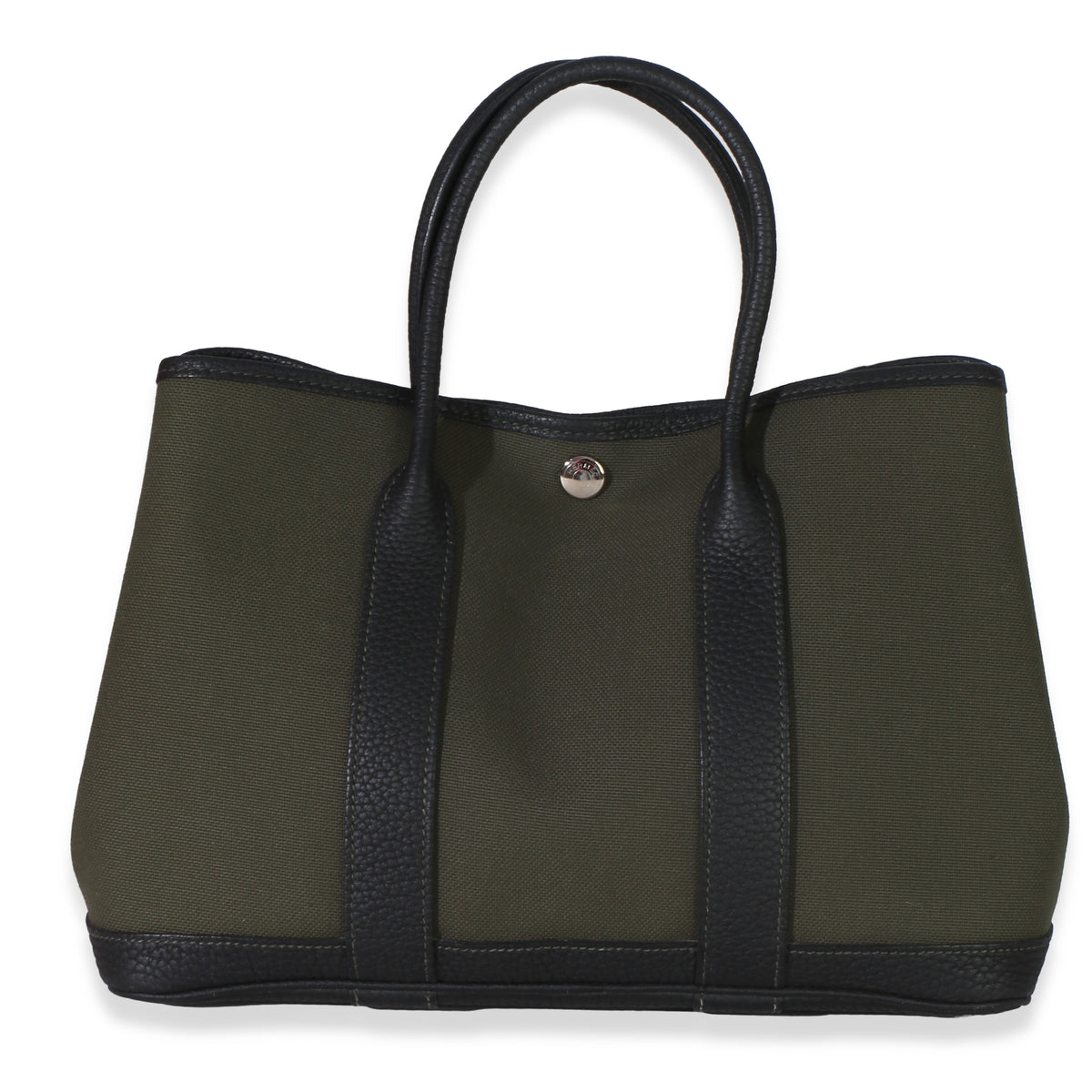 Hermès Vert De Gris Toile Negonda Garden Party 30 PHW Handbag fv