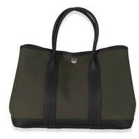 Hermès Vert De Gris Toile Negonda Garden Party 30 PHW Handbag fv