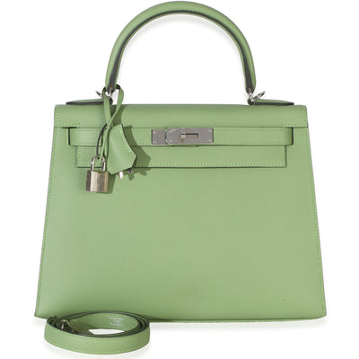 Hermès Vert Criquet Epsom Sellier Kelly 28 PHW Handbag fv