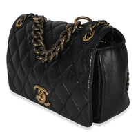 Chanel Paris Bombay Black Quilted Aged Calfskin Medium Pondichery Flap Bag Handbag 2