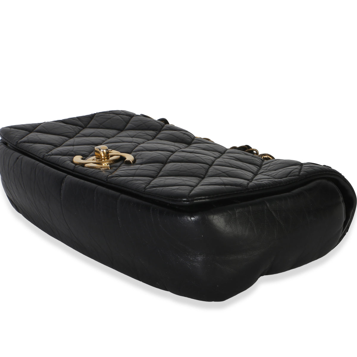 Chanel Paris Bombay Black Quilted Aged Calfskin Medium Pondichery Flap Bag Handbag 6