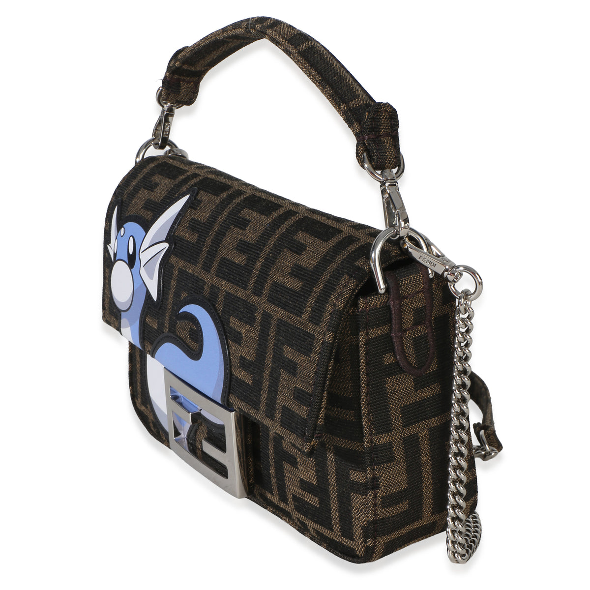 Fendi X FRGMT X POKEMON Brown FF Jacquard Fabric Dratini Mini Baguette Bag Handbag 2