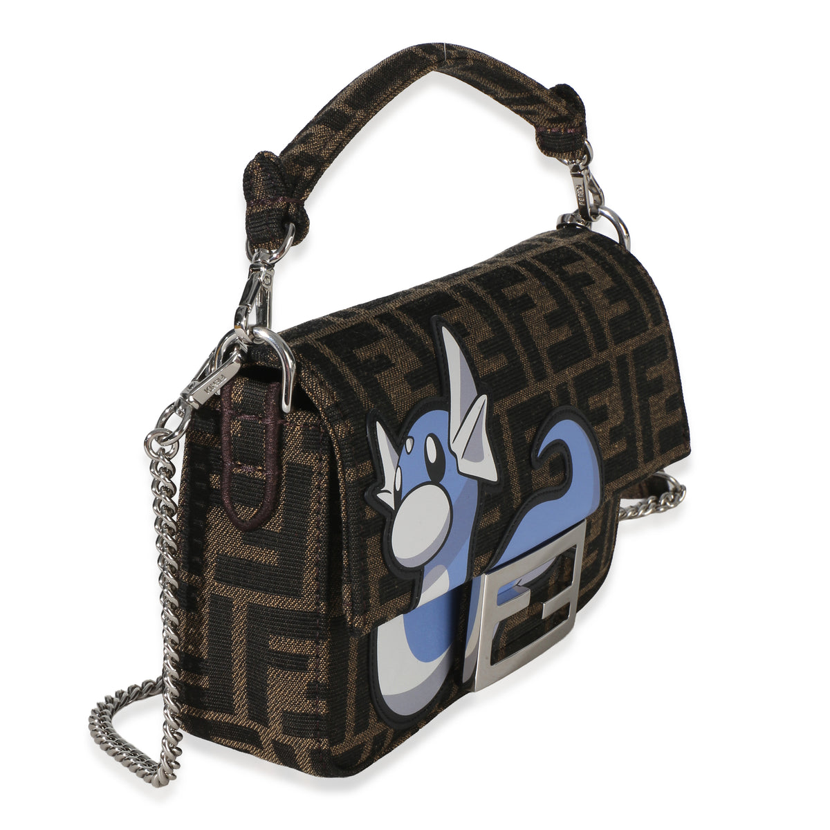 Fendi X FRGMT X POKEMON Brown FF Jacquard Fabric Dratini Mini Baguette Bag Handbag 3