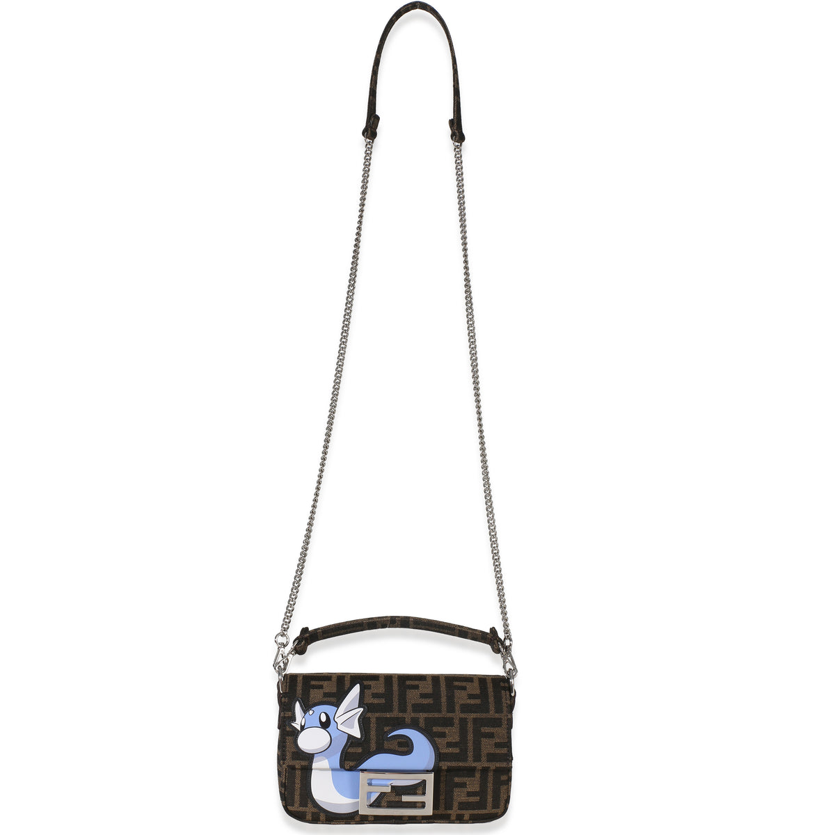 Fendi X FRGMT X POKEMON Brown FF Jacquard Fabric Dratini Mini Baguette Bag Handbag 8