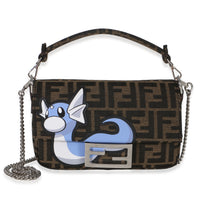 Fendi X FRGMT X POKEMON Brown FF Jacquard Fabric Dratini Mini Baguette Bag Handbag fv