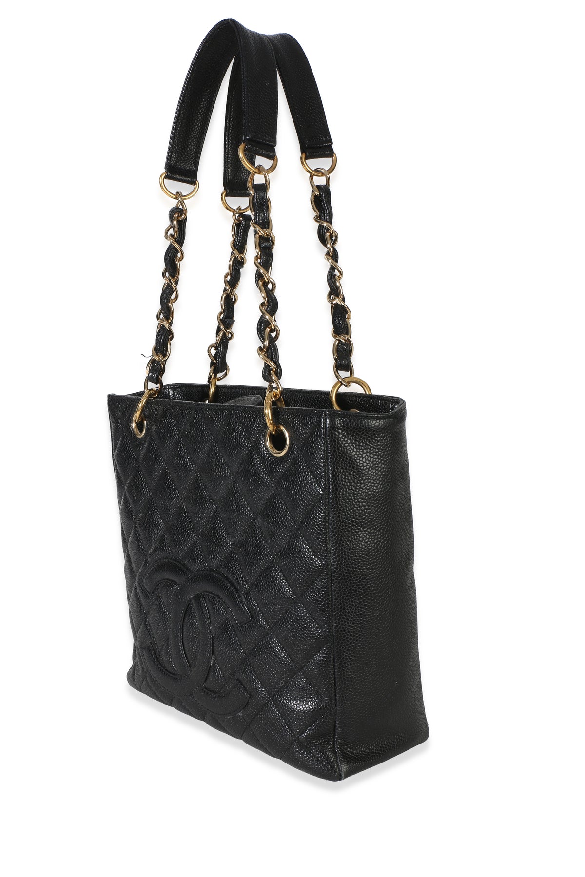 Chanel Black Quilted Caviar Petit Shopping Tote Handbag 2
