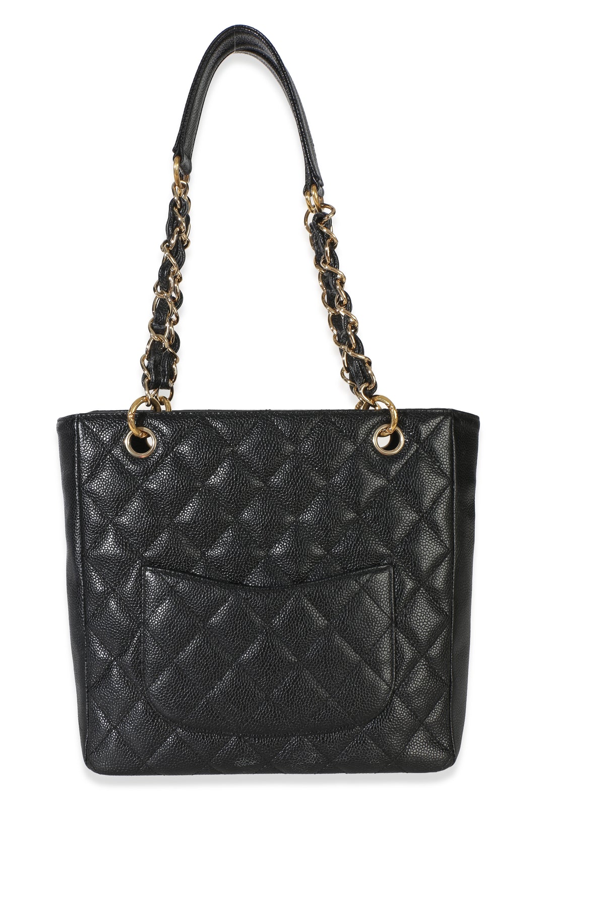 Chanel Black Quilted Caviar Petit Shopping Tote Handbag 4