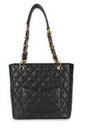 Chanel Black Quilted Caviar Petit Shopping Tote Handbag 4