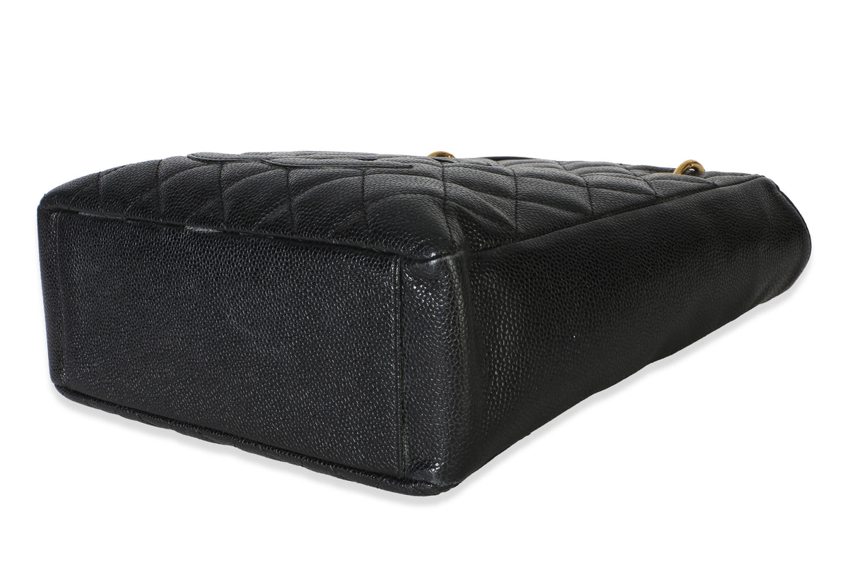 Chanel Black Quilted Caviar Petit Shopping Tote Handbag 6