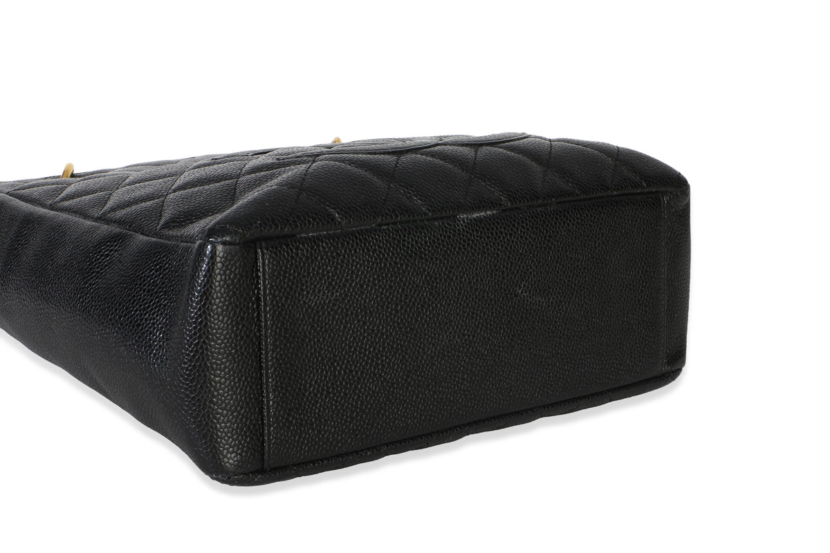 Chanel Black Quilted Caviar Petit Shopping Tote Handbag 7